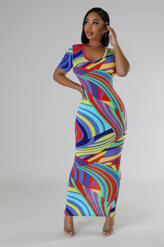 Rainbow Rapture Colorful Party or Club Dress