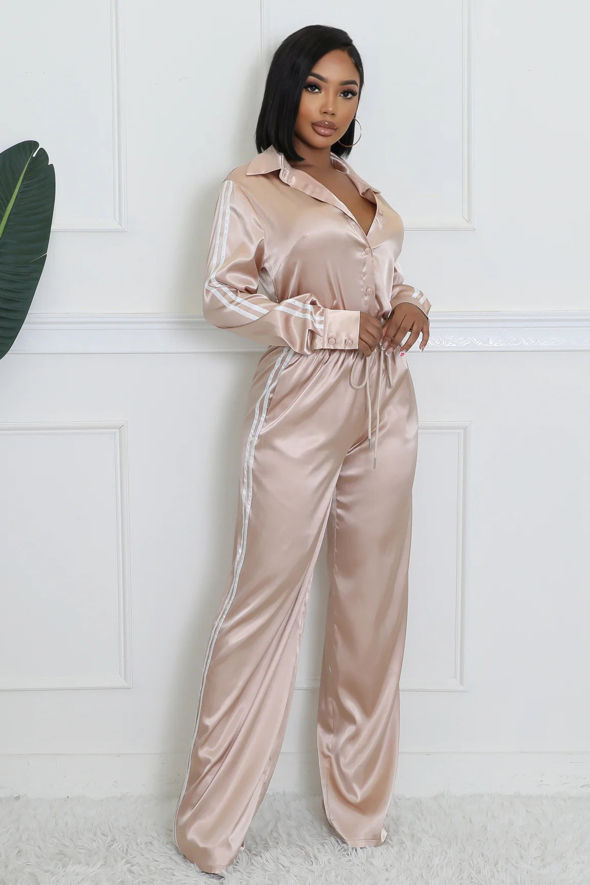 Sexy Satin Feel Pajama Pants Set