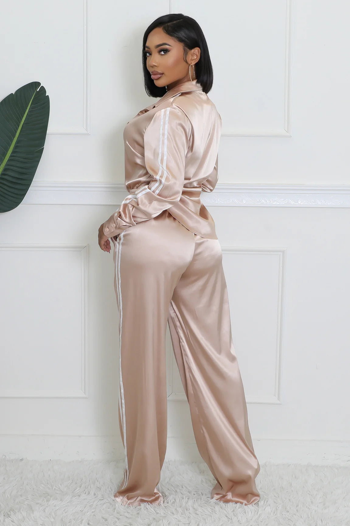 Sexy Satin Feel Pajama Pants Set