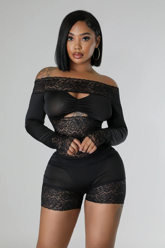 Lace Luster Black Sexy Romper for the Club or Party