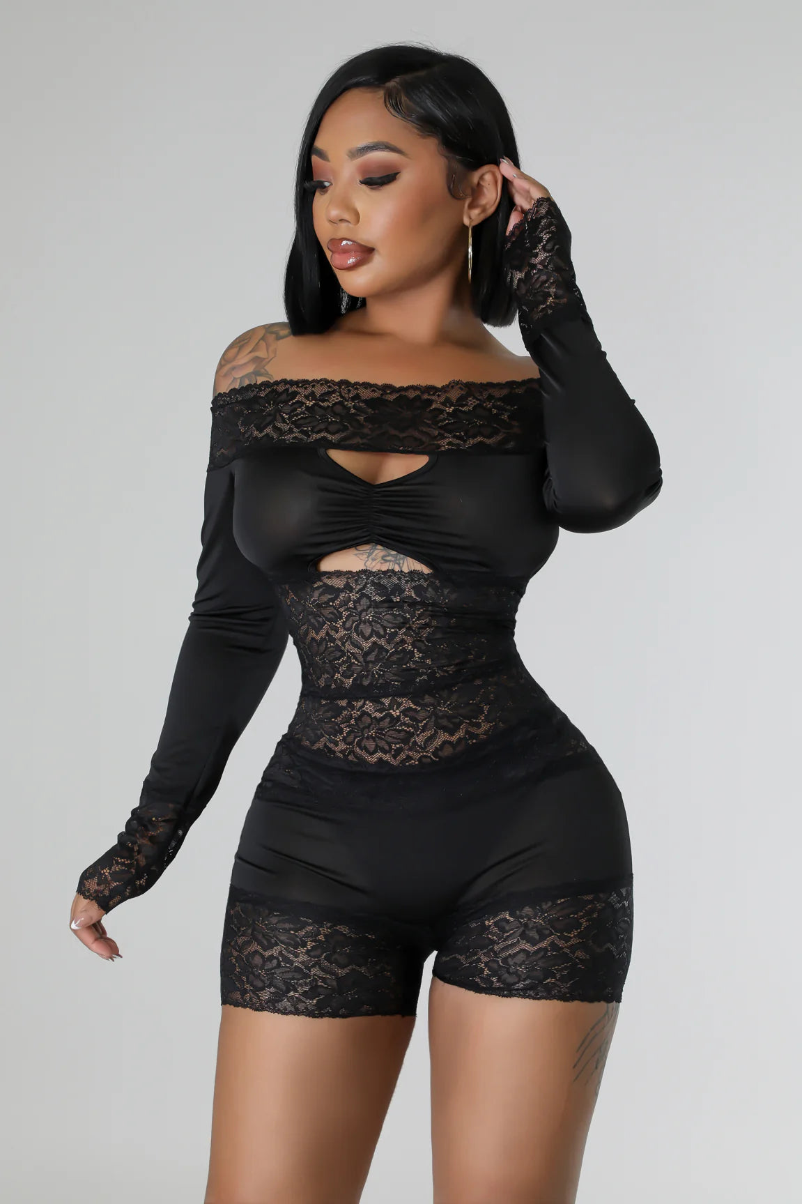 Lace Luster Black Sexy Romper for the Club or Party