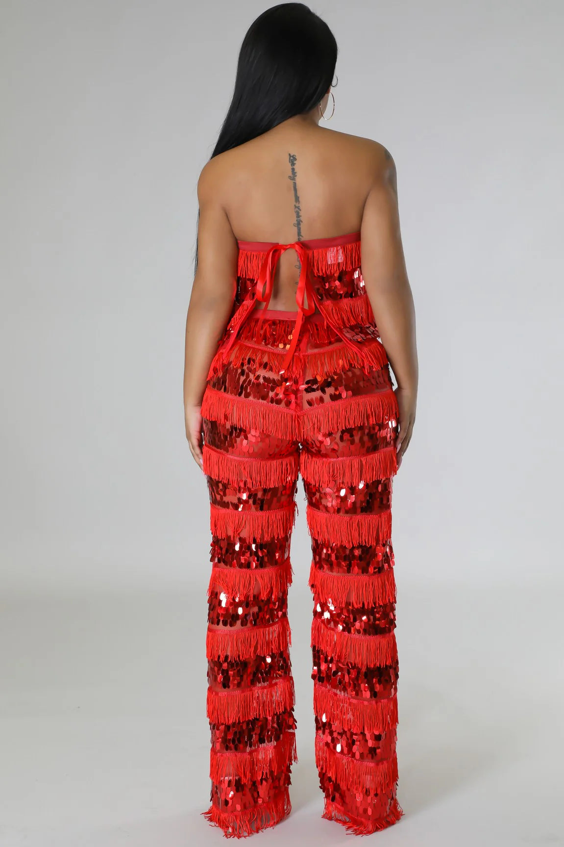 Show Gal - Red Sequin Clubwear Pants Set