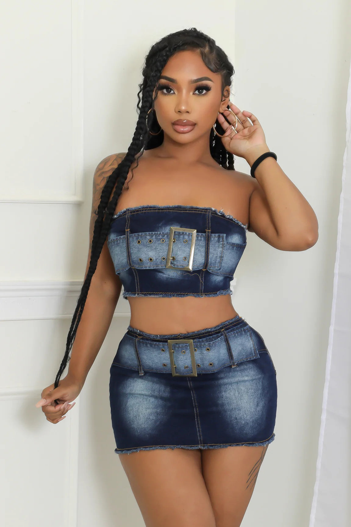 3pc Like Magic Jean Skirt Set