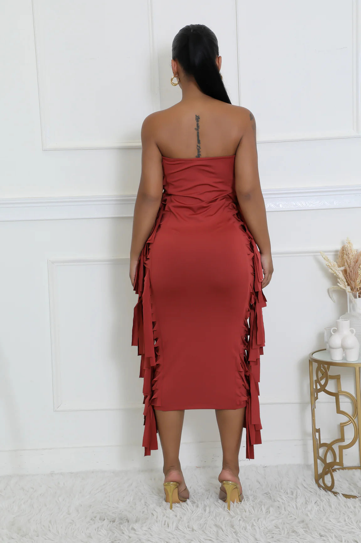 Brick Colored Club or Party Dress