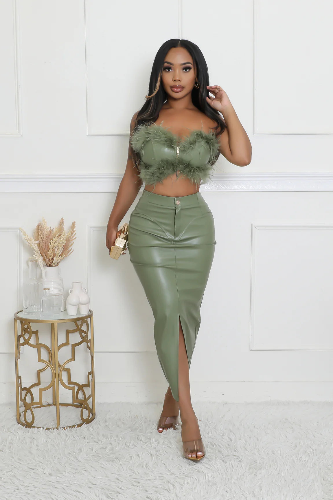 Catch Your Eye Green Skirt Set