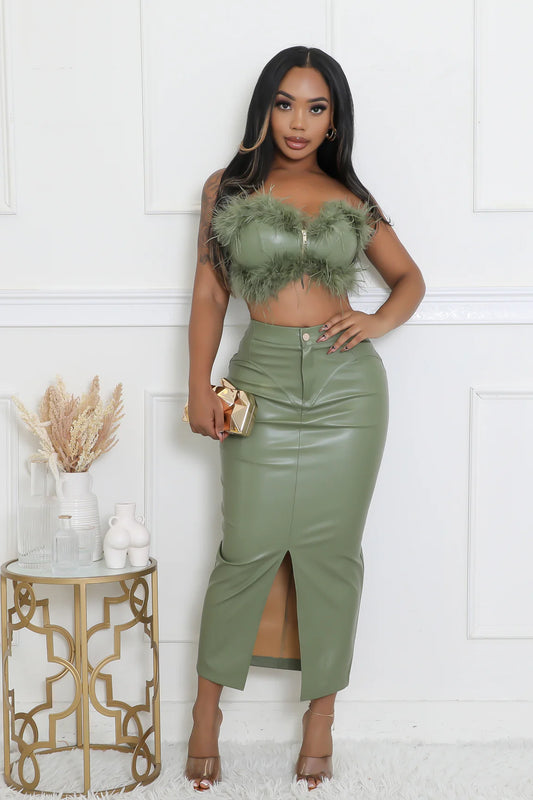 Catch Your Eye Green Skirt Set