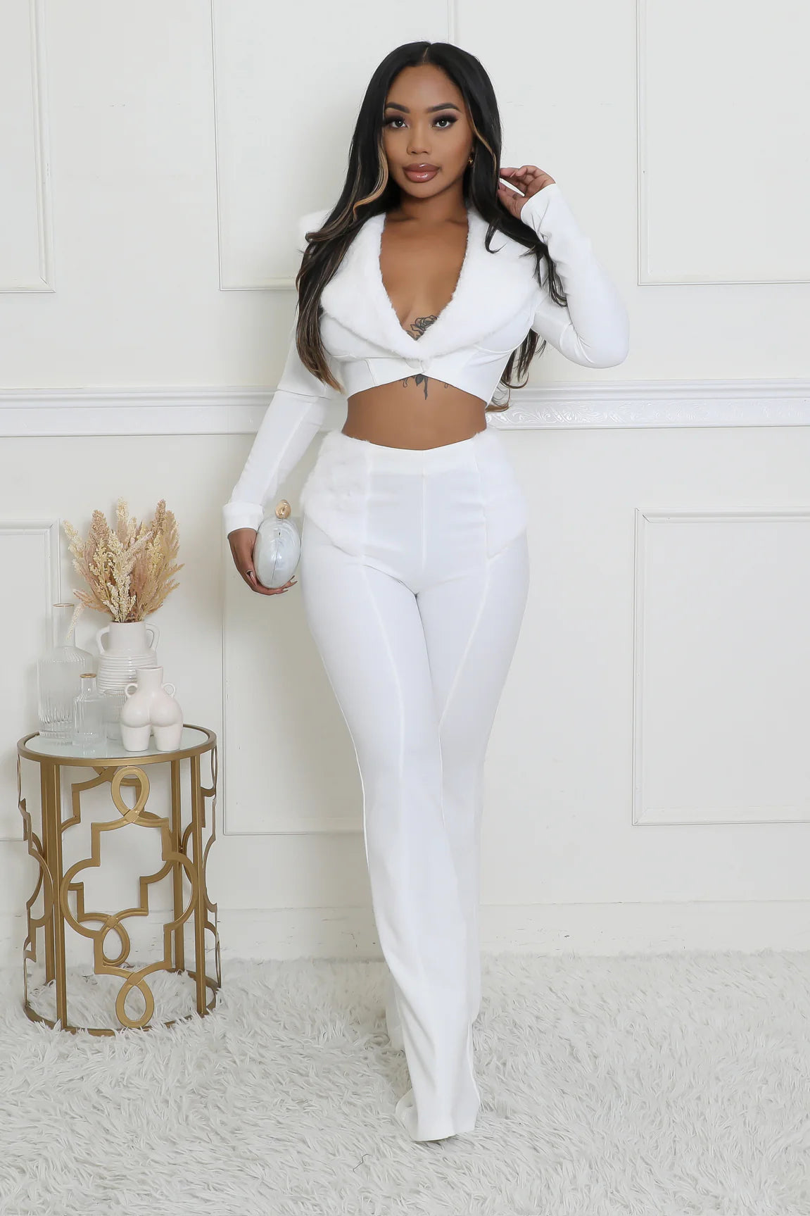 Influence You Classy White Party or Club Pants Set