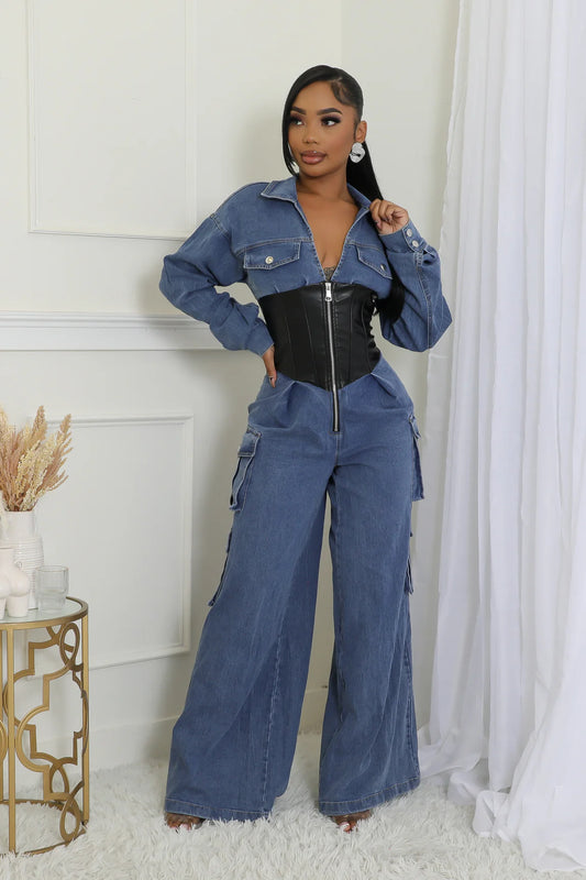 Circle Back To Me Denim Jumpsuit